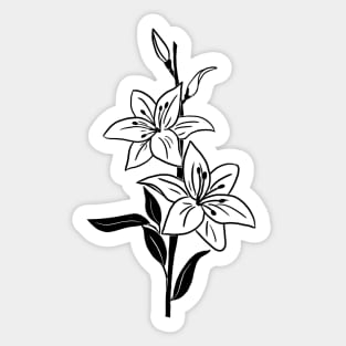 Black and White Lily Flowers Sticker